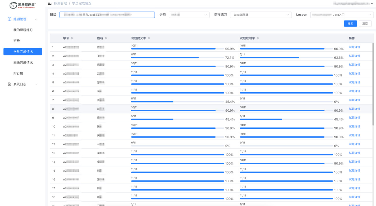 實時檢測學生完成情況